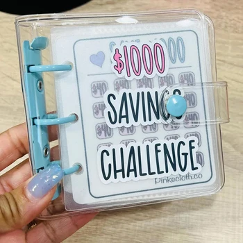 1000 Savings Challenge Prefdo Мини-бюджетный блокнот с конвертами для наличных Простой и увлекательный способ сэкономить 1000 долларов наличными