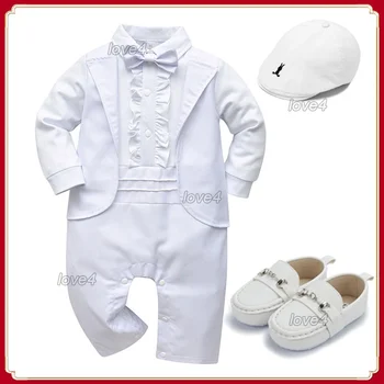 Boss Baby Outfit Комплект Одежды Для Крестин Для Маленьких Мальчиков, Белая Одежда Для Крестин, Комбинезон на 1-й День Рождения, Свадебная Вечеринка, Комбинезон Для Фотосъемки Новорожденных