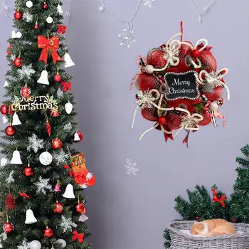 Рождественский Венок Праздничный Праздничный Венок Праздничный Зимний Декор Двери Рождественский Венок Снежинка Гирлянда Гроздья Красных Ягод для Нового года