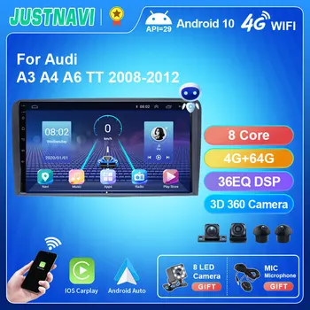 4G 64G GPS RDS автомагнитола для Audi A3 A4 A6 TT 2008-2012 Видеоплеер Android 10.0 DSP 2 din 4G WIFI без определения 1280 * 720P Без DVD
