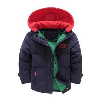 Осенне-зимняя куртка для мальчиков, теплое детское хлопчатобумажное пальто с капюшоном, съемная верхняя одежда на молнии, подарок на день рождения, детская одежда