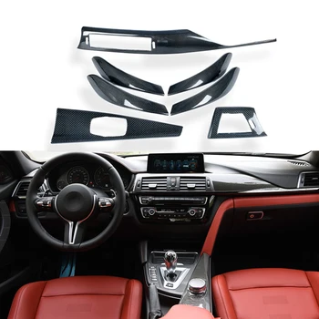 Автомобильные Аксессуары Для BMW 3 4 Серии F30 Из Настоящего Углеродного Волокна Центральная Панель Управления Дверная Ручка Отделка Крышки Мультимедийного Управления