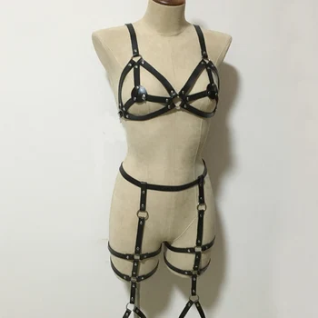 Модные сексуальные женские кожаные материалы в стиле панк-рок, нагрудный ремень, ремни для ног, подтяжки для талии, бедер, пояс с подвязками, ремни для пояса