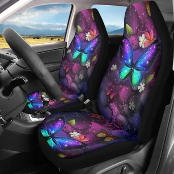 INSTANTARTS Модные радужные 3D бабочки С цветочным принтом, защитные чехлы для автомобильных сидений, устойчивые к скольжению, легко моющиеся передние сиденья