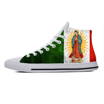Горячая мексиканская мать Гваделупская Дева Мария Католическая Повседневная тканевая обувь с высоким берцем Легкие дышащие мужские и женские кроссовки с 3D принтом