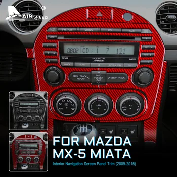Наклейка из Настоящего Углеродного Волокна для Mazda MX-5 Miata 2009-2015 Автомобильный Центральный Навигационный Экран AC CD Панель Крышка Аксессуары Для Интерьера