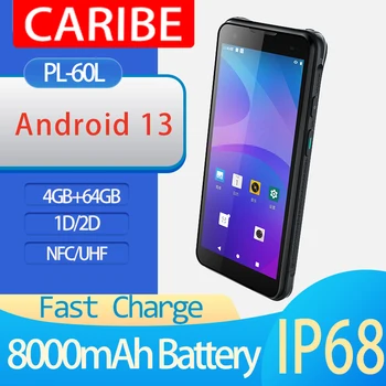 CARIBE PL-60L Аккумулятор 8000 мАч Android 10 Прочный IP68 Водонепроницаемый сканер штрих-кода ручной КПК