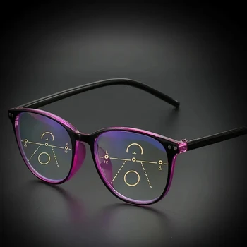 Ретро Прогрессивные мультифокальные очки для чтения для женщин, мужчин, гибкая оправа, пружинный шарнир, компьютерные очки для женщин при пресбиопии
