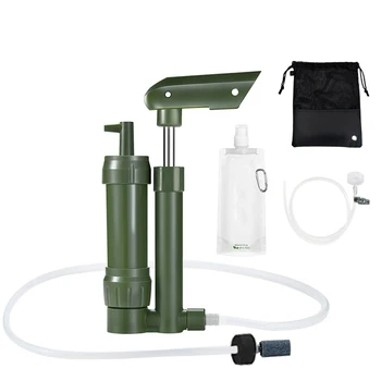 Ручной насос, Фильтр для воды, 3-ступенчатый очиститель воды для кемпинга, система фильтрации, выживание с мешком для воды для приключений в кемпинге на открытом воздухе