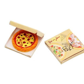 1 Комплект пиццы в кукольном домике, полезная миниатюрная коробка для пиццы, Игрушечный Домик, аксессуары, легкая декоративная еда для кукольного домика