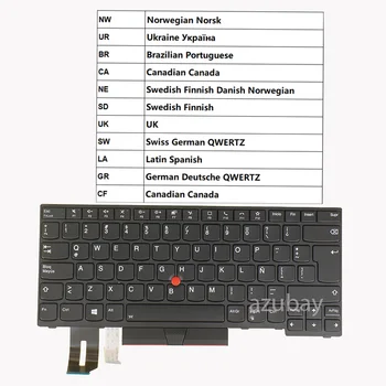 Клавиатура ноутбука с подсветкой для Lenovo Thinkpad L380 / Yoga, L390 /Yoga, P43s T480s T490 T495 NW UR BR CA NE SD UK SW LA GR CF