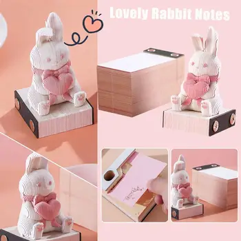 Милый 3D трехмерный кролик, вырезанный из бумаги, блокнот для заметок, украшения для блокнота, Бумажный кролик, настольные заметки, Липкие от F3b8