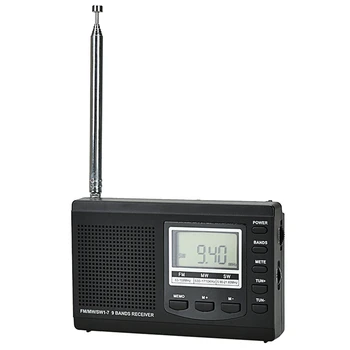 Портативные мини-радиоприемники FM / MW / SW Приемник с цифровым будильником FM-радиоприемник (черный)