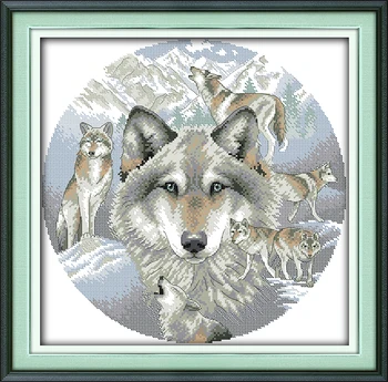 Набор для вышивания крестиком Joy Sunday с предварительной печатью Easy Pattern Aida, набор для вышивания из тисненой ткани-Spirit of The Wolf
