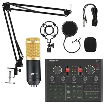 Лучшие предложения Комплект конденсаторного микрофона BM800 с звуковой картой V9X PRO Live, для компьютера, студийной записи караоке, смартфона