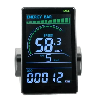Измеритель ЖК-дисплея электрического велосипеда M6C 24V 36V 48V 60V E Scooter Цветная ЖК-панель с USB для горного электрического велосипеда