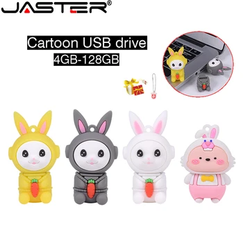 Флэш-накопители JASTER Cartoon Rabbit USB 2.0, 64 ГБ Высокоскоростной флеш-накопитель с брелоком, подарочная карта памяти для бизнеса, 32 ГБ 16 ГБ U-диск
