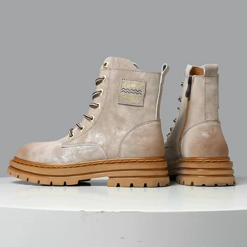 CYYTL/ мужские ботинки; повседневная роскошная ковбойская армейская тактическая женская обувь с высоким берцем на открытой платформе; Зимние кожаные кроссовки по щиколотку;