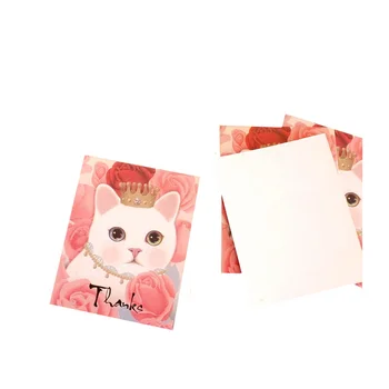 10 Листов / комплект Поздравительная открытка с рисунком Маленького кота, Благодарственная открытка, Мини-открытки, Пустое сообщение, Подарочные бирки с пожеланиями, Благословляющая открытка
