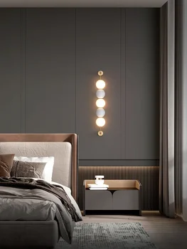 Медный настенный светильник у кровати в спальне, Скандинавский современный столб, простая и легкая Роскошная лестница, гостиная, диван, телевизор, настенный светильник