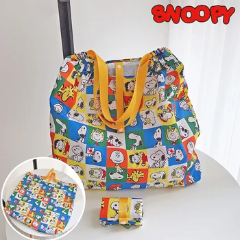 Сумка для покупок Snoopy Складная портативная сумка многоразового использования Экологичная сумка-тоут для супермаркета мультяшная водонепроницаемая дорожная сумка для продуктов