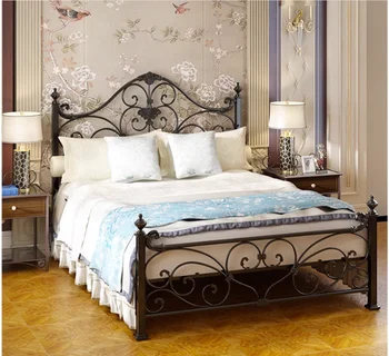 Кровать из кованого железа European Princess Vintage Bed Iron Frame Простыня Person Double Classic 1,5м 1,8м