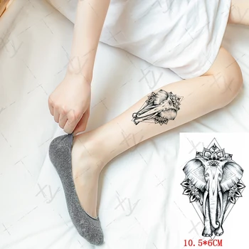 Водонепроницаемые временные татуировки Наклейки Лотос Слон Ухо Нос Татуировки цвета слоновой кости флэш-тату боди-арт поддельные Татуировки для мужчин и Женщин