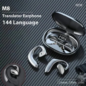 Беспроводные наушники-переводчики M8 для мгновенного перевода 144 языков, умный голосовой переводчик, Bluetooth-гарнитура-вкладыш, чехол для зарядки