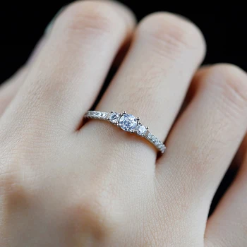 Серебряные обручальные кольца S925 Женские Кольцо с бриллиантом 4 мм, женское блестящее кольцо с цирконием 5A, усовершенствованный дизайн, Роскошные ювелирные изделия, подарок для девушки, банкет