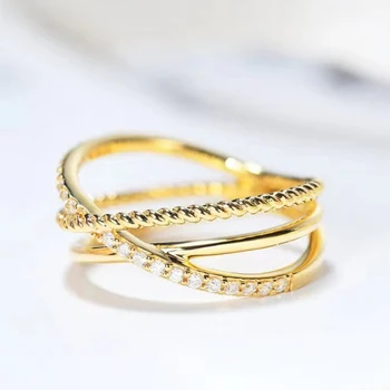 CAOSHI Fashion Cross, Золотое кольцо, женские аксессуары для свадебной вечеринки с ярким цирконием, стильные украшения для пальцев для помолвки