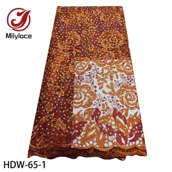 Красивые африканские кружевные ткани, высококачественная новейшая кружевная ткань с блестками для свадьбы, французский тюль, кружевная ткань HDW-65
