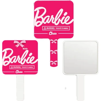 Ручное зеркало для макияжа Barbie Kawaii Pink в стиле аниме, Квадратное туалетное зеркало с ручкой, Компактные зеркала, подарки для дам, игрушки