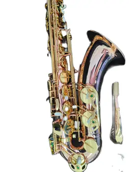 Профессиональный тенор-саксофон Double rib drop B tone из люминофорной бронзы, позолоченный тенор-саксофон ручной работы, джазовый инструмент ручной работы