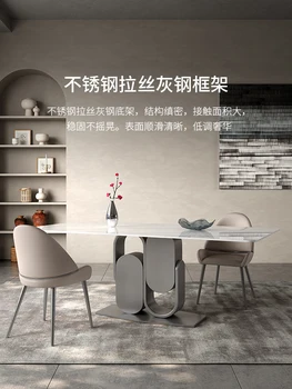 Стол в итальянском стиле из каменной плиты современный простой тип для небольшого дома 2022 новый легкий роскошный стол с блестящей поверхностью высокого класса минималистичный