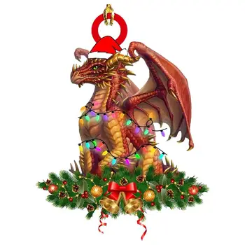 Рождественская елка Кулон 2D Акриловая Статуя Дракона Рождественское украшение Готическое Праздничное украшение с веревками Гибкий Автомобильный кулон