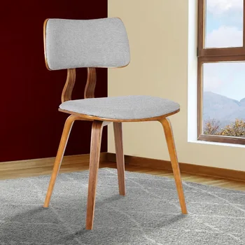 Обеденный стул из серой ткани и орехового дерева 18D x 20W x 29H in