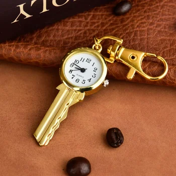 Кварцевые часы Длинное ожерелье Золотая цепочка для ключей Карманные настенные часы в форме ключа Маленькие карманные часы