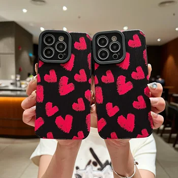Милый Красный Чехол для Защиты Камеры Lover Heart Для Телефона iPhone 14 13 12 11 Pro Xs Max XR Мягкая Задняя Крышка