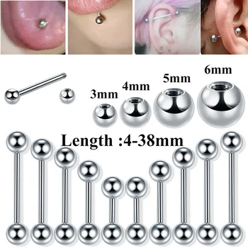 G23 Титановое кольцо для пирсинга языка с внешней резьбой Промышленная штанга для сосков, спираль для пирсинга козелка уха, украшения для тела