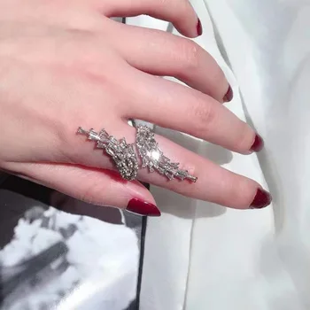 Ювелирные изделия с бриллиантом, высококачественное кольцо с пером и цирконом, женская нишевая мода, геометрические украшения в стиле Джокер