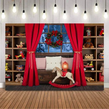 Рождественские окна, фон на день рождения для фотосъемки, игрушечный фон в виде троянского венка для фотостудии, реквизит для портрета новорожденных детей