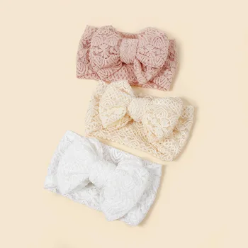 Повязка на голову для маленьких девочек, Мягкие эластичные банты, повязки на голову, детские повязки с цветочной вышивкой Для новорожденных, детские аксессуары для волос с бантом