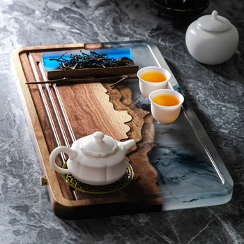 маленький чайный поднос бытового дренажного типа, чайный сервиз, офис, простое маленькое чайное море из черного сандалового дерева, чайный столик, чайный поднос из цельного дерева