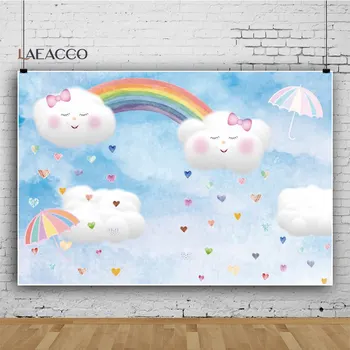 Laeacco, мультяшное облако, радужный зонтик, фотографические фоны, фоны для фотосъемки новорожденных, реквизит для фотостудии