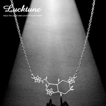 Химическое ожерелье с молекулой гормона удачи для женщин, ожерелье-цепочка с многоугольной геометрией из нержавеющей стали, ювелирный подарок Kpop