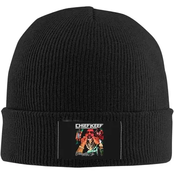 Главный рэпер Keef Singer Beanie Hat, модная теплая вязаная шапка, растягивающийся головной убор с манжетами для холодной погоды, черный