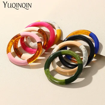 Модные Винтажные браслеты из разноцветной смолы для женщин, Геометрические Круглые браслеты, шарм для браслета, простые элегантные украшения для рук в стиле Ретро
