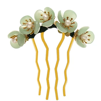 Цветы U-образная шпилька для волос Женская косплейная жемчужная заколка в форме цветка для волос на День рождения Рождественский подарок