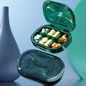 Органайзер для таблеток на 4/6 сеток, дорожная коробочка для таблеток с герметичным кольцом, маленькая коробочка для таблеток, коробка-органайзер для лекарств из пшеничной соломы