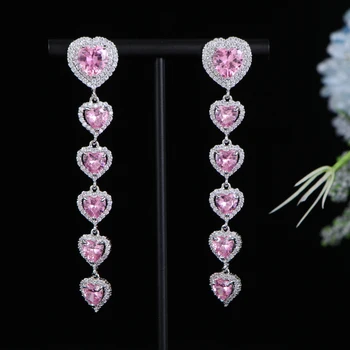 Роскошные Висячие серьги в виде сердца для женщин, свадебные серьги-подвески с кубическим цирконием в Дубае, E1172 для новобрачных